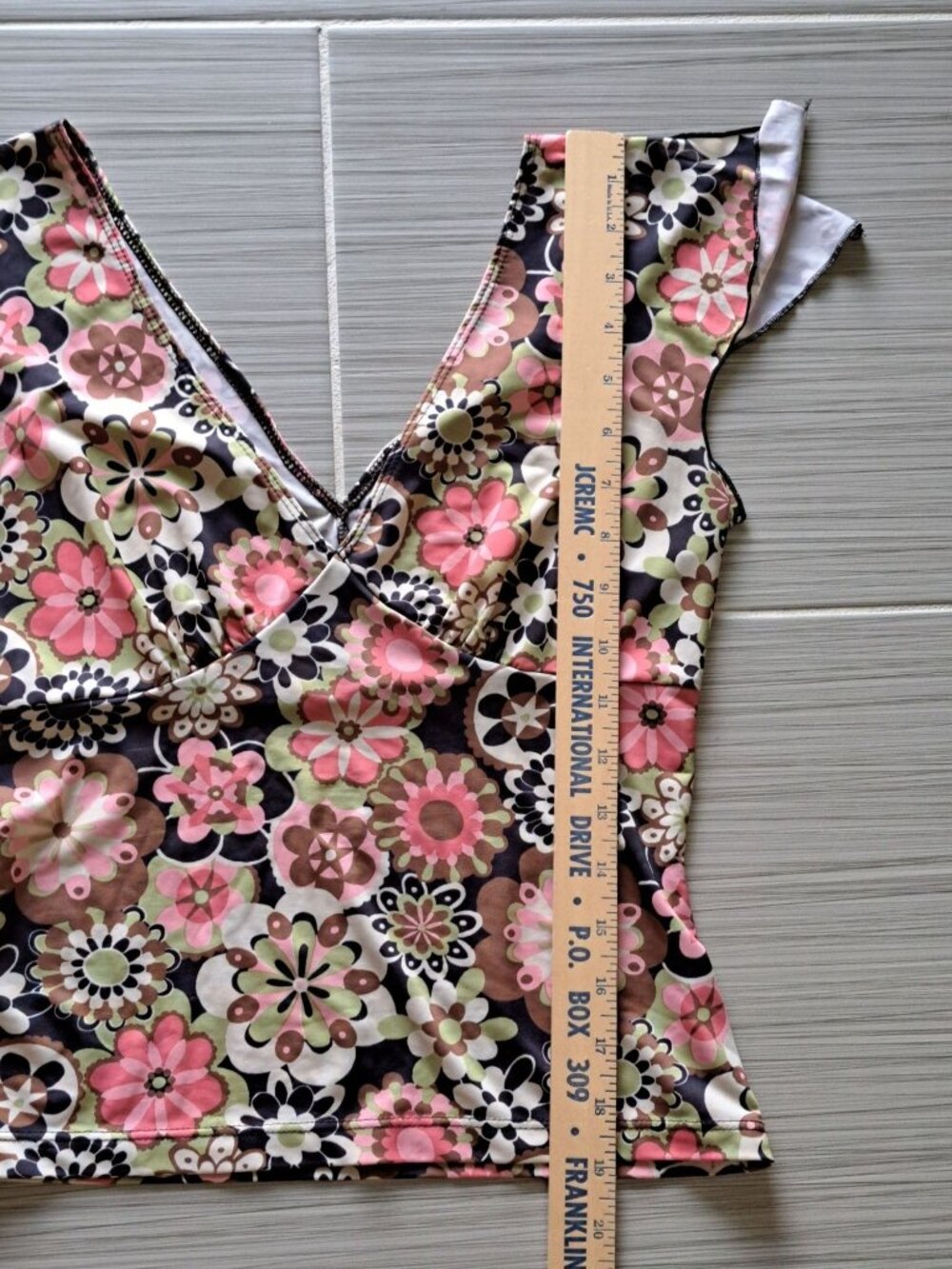 Y2K Rampage Babydoll Floral Print V-Neck Sleeveless Blouse Sheer Ruffle Trim S - Picture 9 of 10